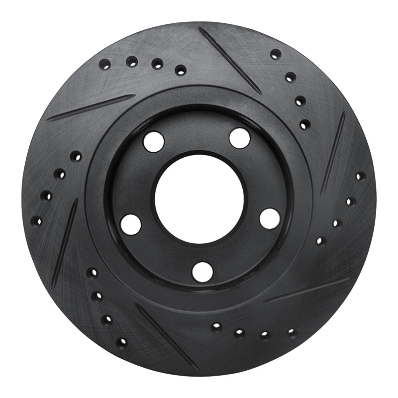 Audi S4 Brake Rotor (1) - Rear Left - R1 Concepts - Drilled & Slotted - Black - `00-`02